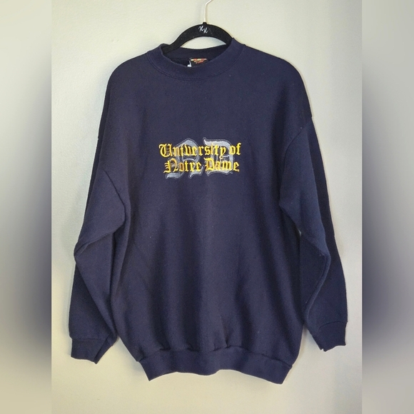 Vintage TSI Notre Dame Script Embroidered Navy Crewneck Sweatshirt, XL - Picture 1 of 4